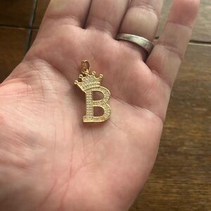 Gold Crown Initial Pendant B